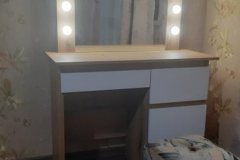 Столик для макіяжу з дзеркалом і підсвіткою Beauty 94×140/75×43 см - Дуб Евок / Білий діамант