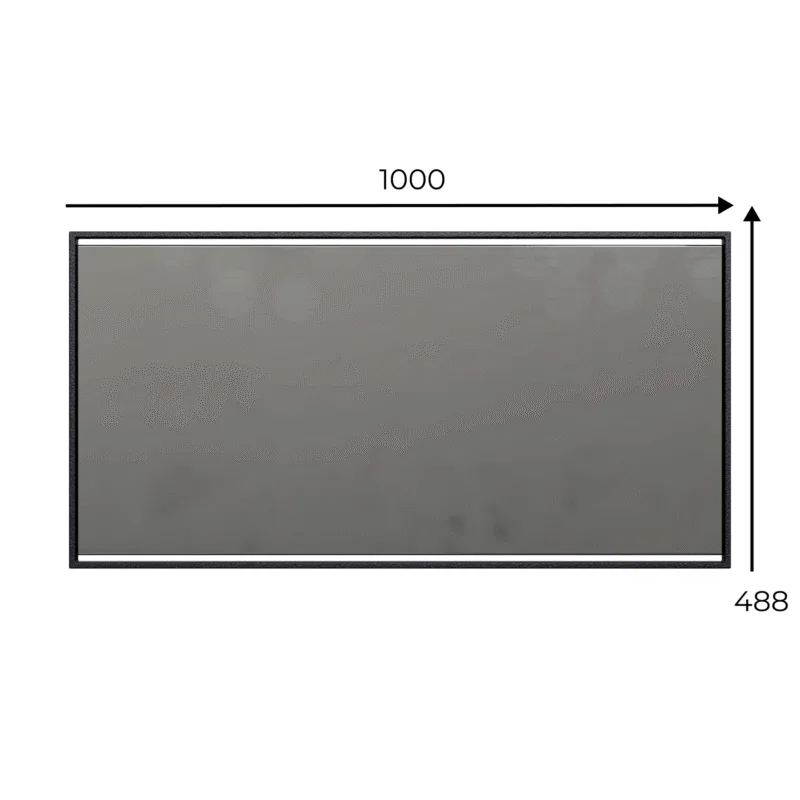 “Ascet” black rectangle mirror 100×49 cm - measurements