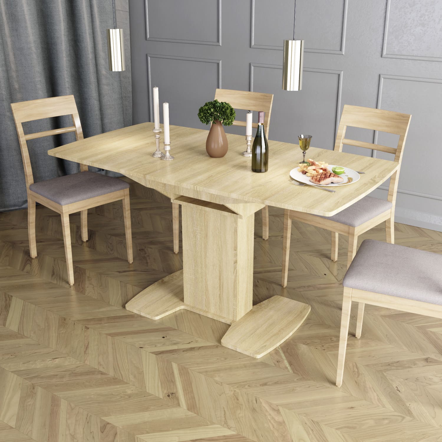 Buy shanghai extendable table 110(141)x75x75 cm – Sonoma Oak for 3782 UAH Shanghai extendable table 110(141)x75x75 cm – Sonoma Oak