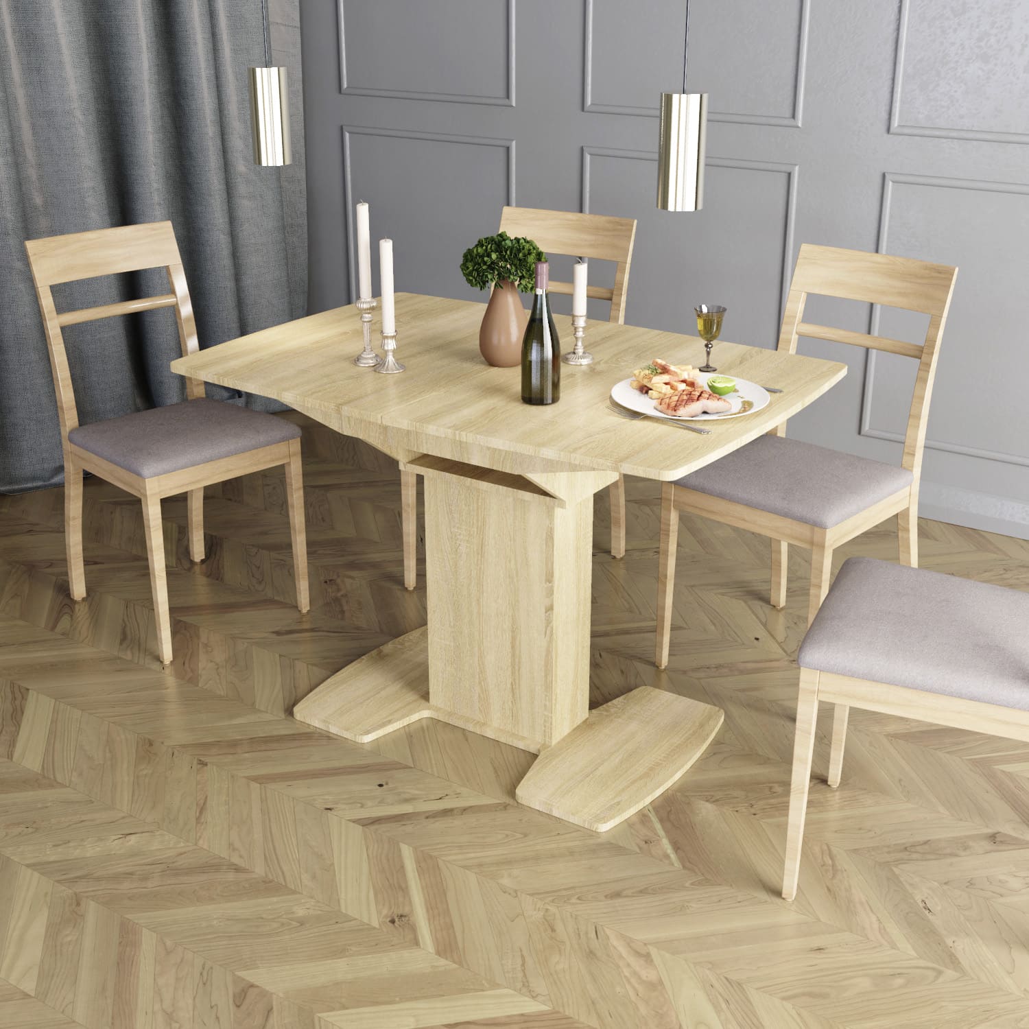 Buy shanghai extendable table 110(141)x75x75 cm – Sonoma Oak for 3782 UAH Shanghai extendable table 110(141)x75x75 cm – Sonoma Oak