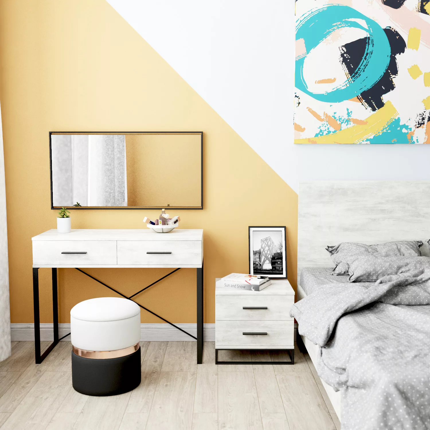 Туалетный столик в стиле лофт Asсet 102x77.5x42.5 см – Ателье светлый