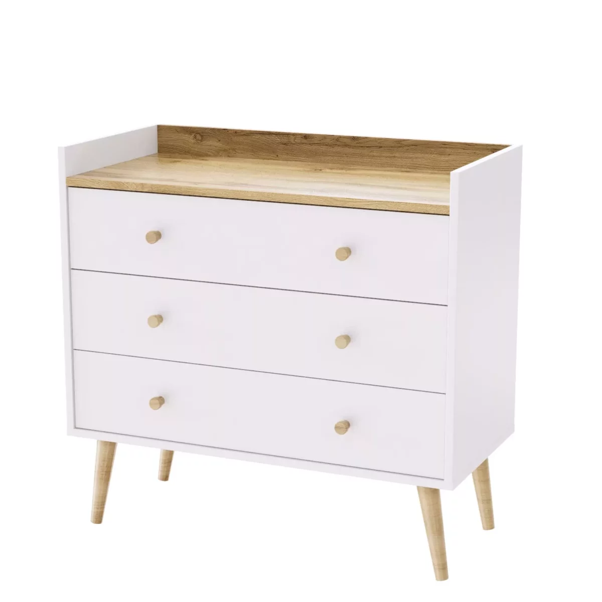 Asgard 3 Scandinavian chest of drawers 82x79.5x40 cm – Craft Gold Oak / White Diamond