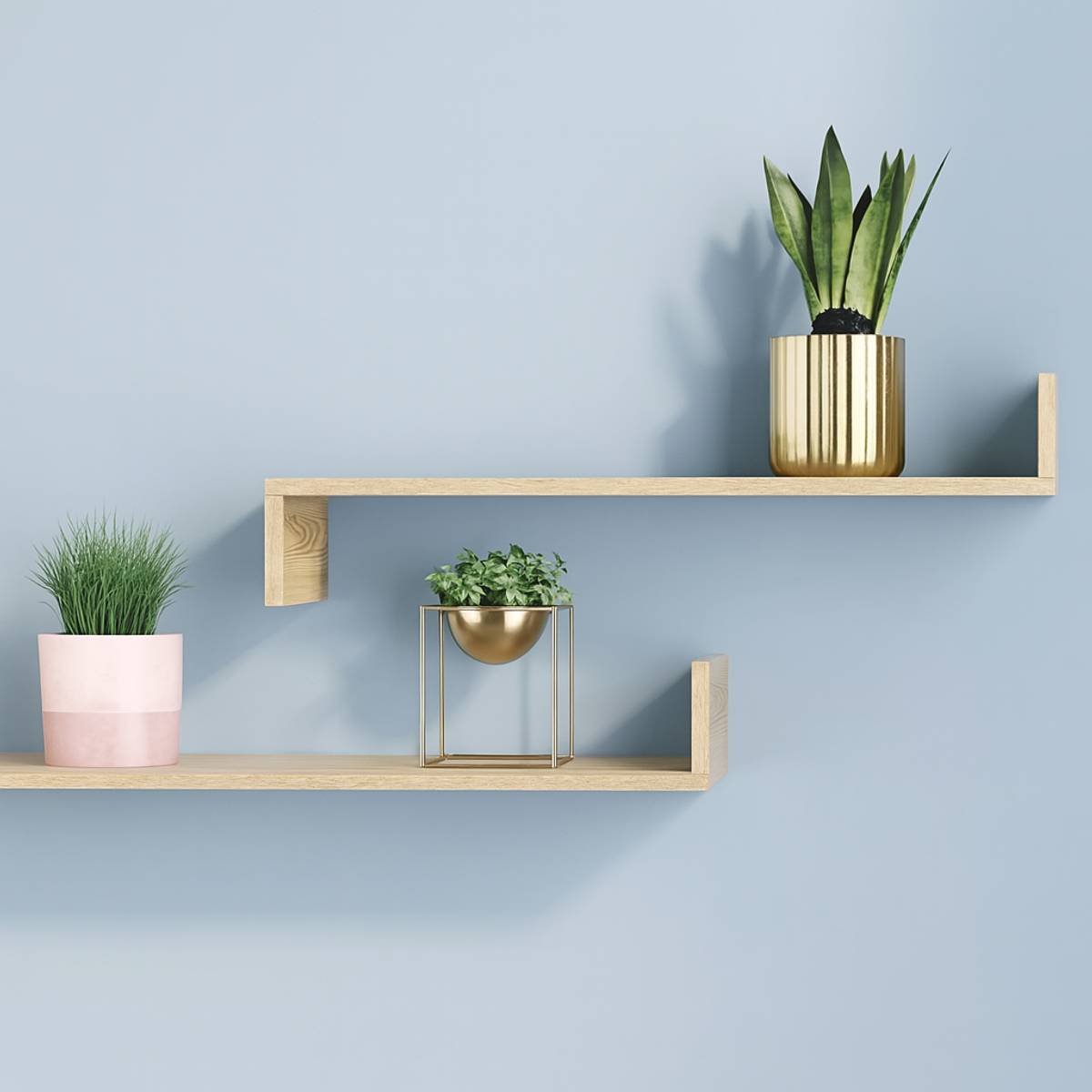 Asgard Set of 2 Wall Shelves 82x12x20 cm – Craft Gold Oak