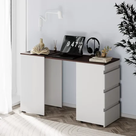 Стіл комод трансформер Molli 45(141)x76x50 см – Білий діамант / Венге