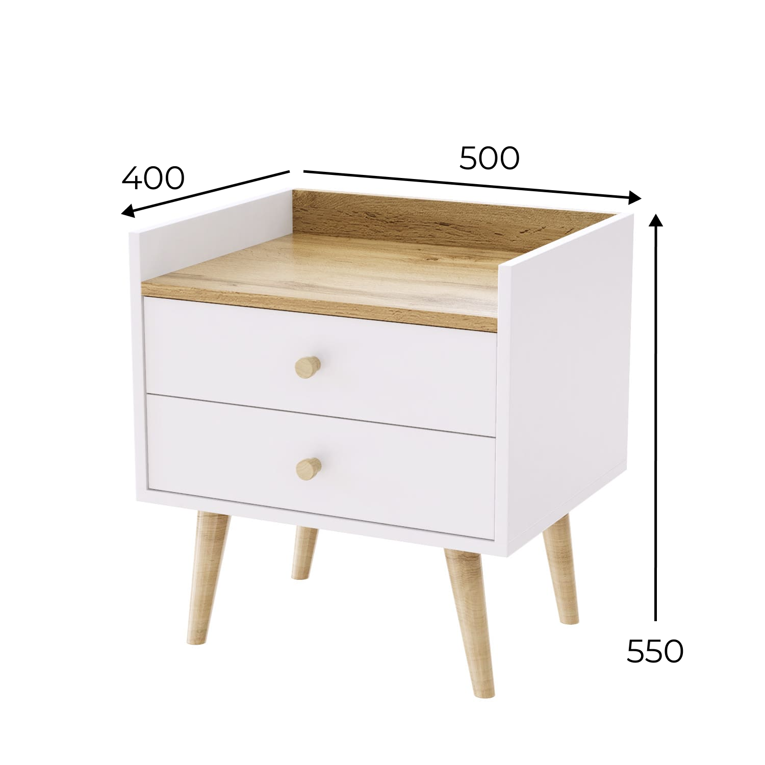 Прикроватная тумба в скандинавском стиле "Asgard" 2, 50x55x40 см – габариты Прикроватная тумба в скандинавском стиле "Asgard" 2, 50x55x40 см – габариты