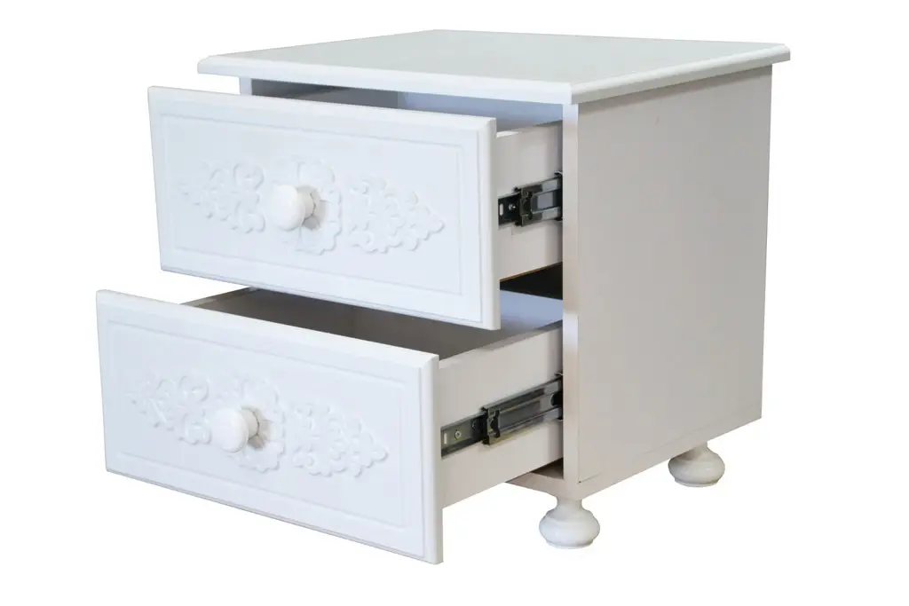 Біла приліжкова тумбочка для спальні "Анжеліка" – Білий супермат