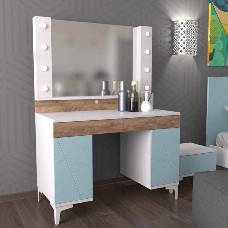 Настенное зеркало с подсветкой для макияжа Picassa 113x80 см – Белый бриллиант