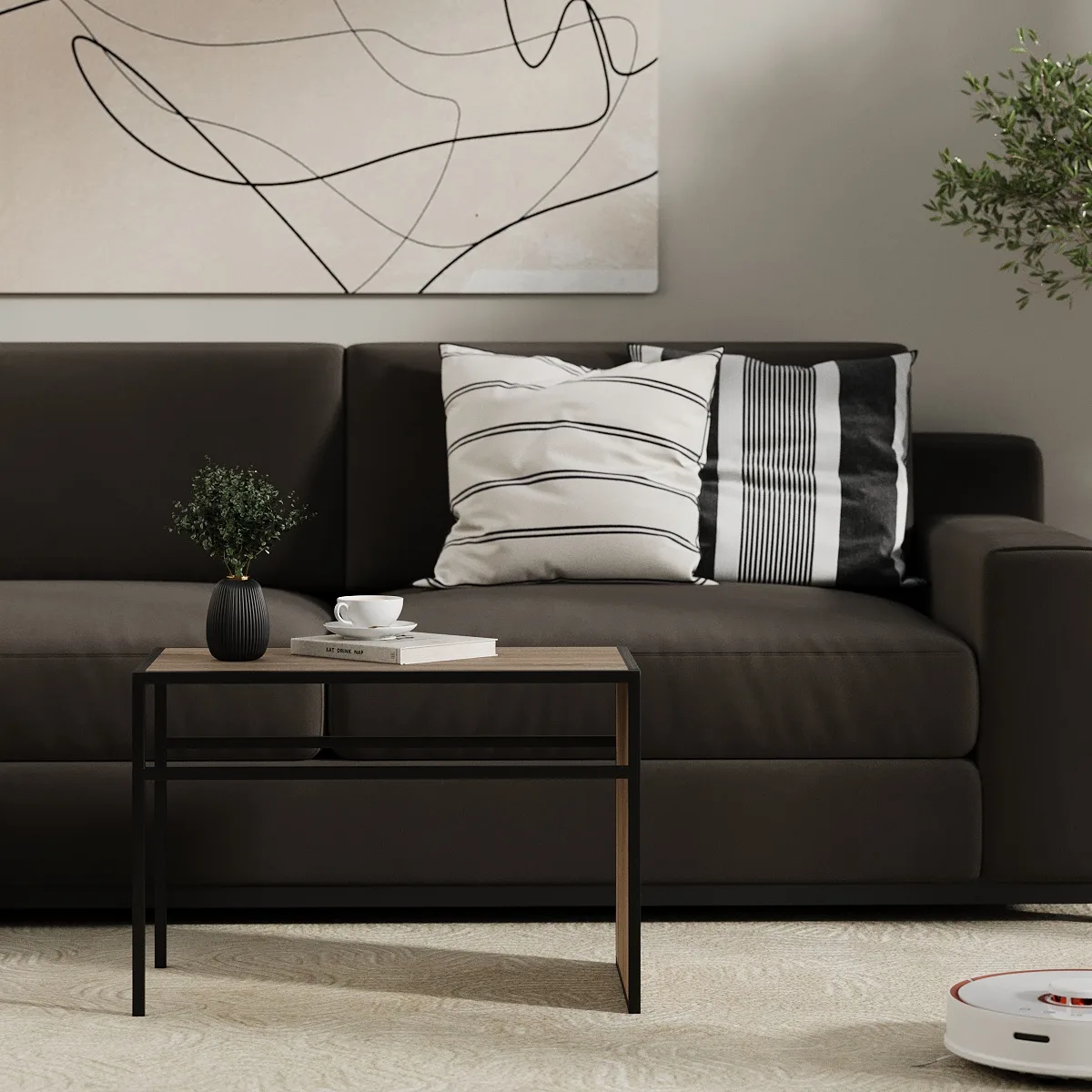 Приставний стіл Fiji Double 35x63x43 см – Дуб Вінтаж оксид / Чорний