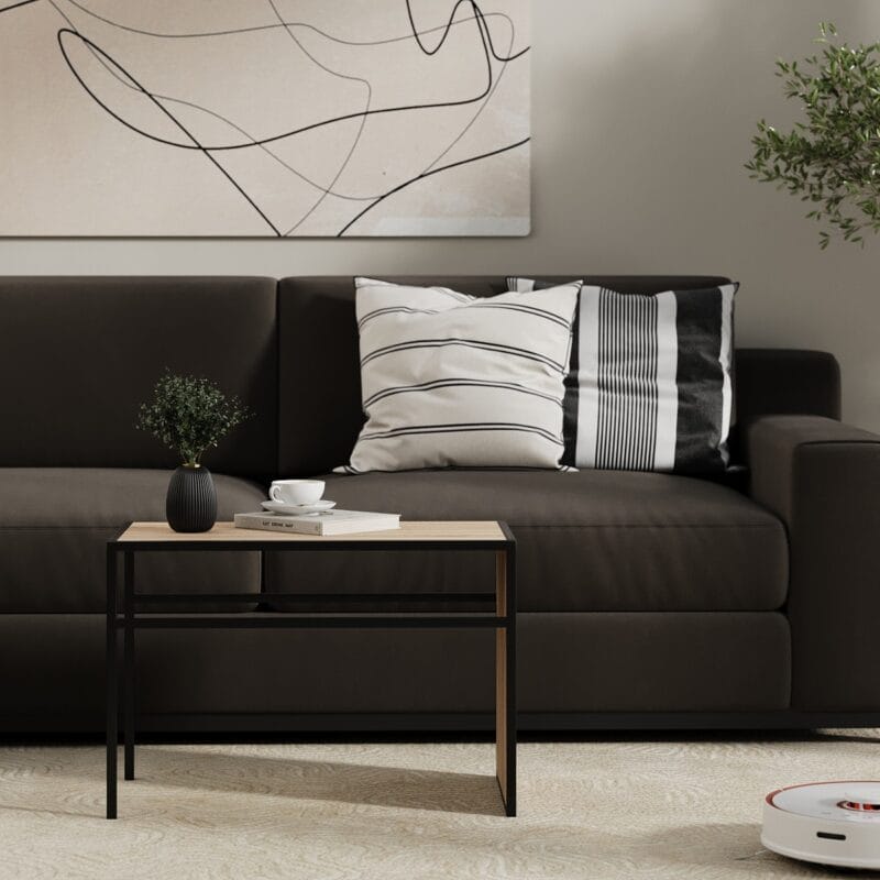 Fiji Double sofa side table 35x63x43 cm – Sonoma Oak / Black