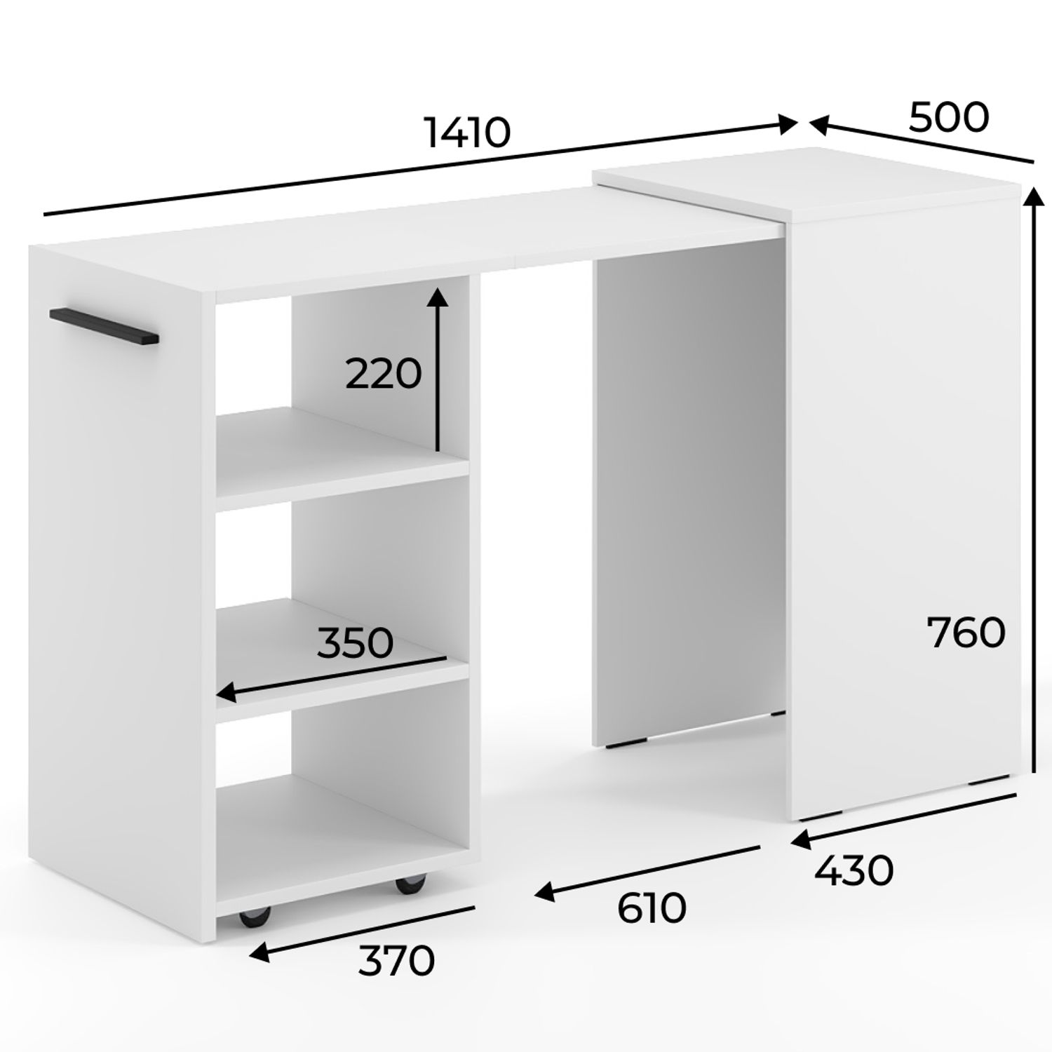 Стол тумба трансформер “Dolli” - габариты Стол тумба трансформер “Dolli” - габариты
