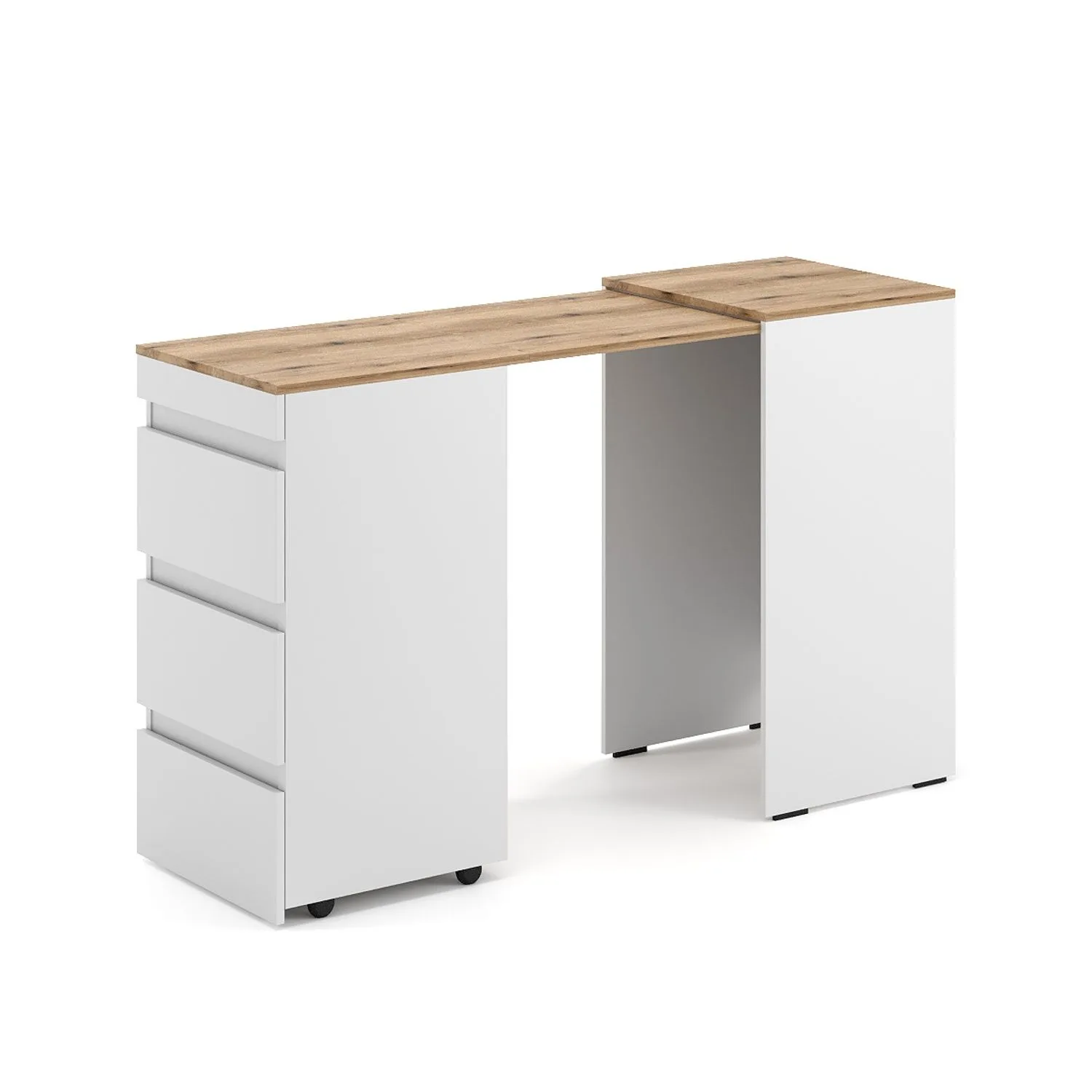 Письмовий стіл з комодом Molli 45(141)x76x50 см – Дуб Евок / Білий діамант