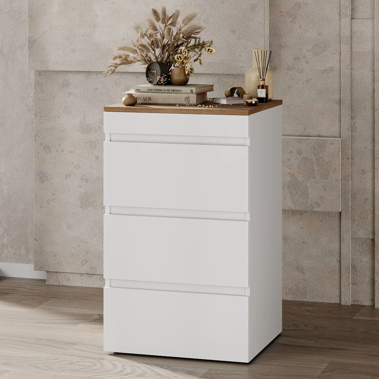 Письмовий стіл з комодом Molli 45(141)x76x50 см – Дуб Евок / Білий діамант