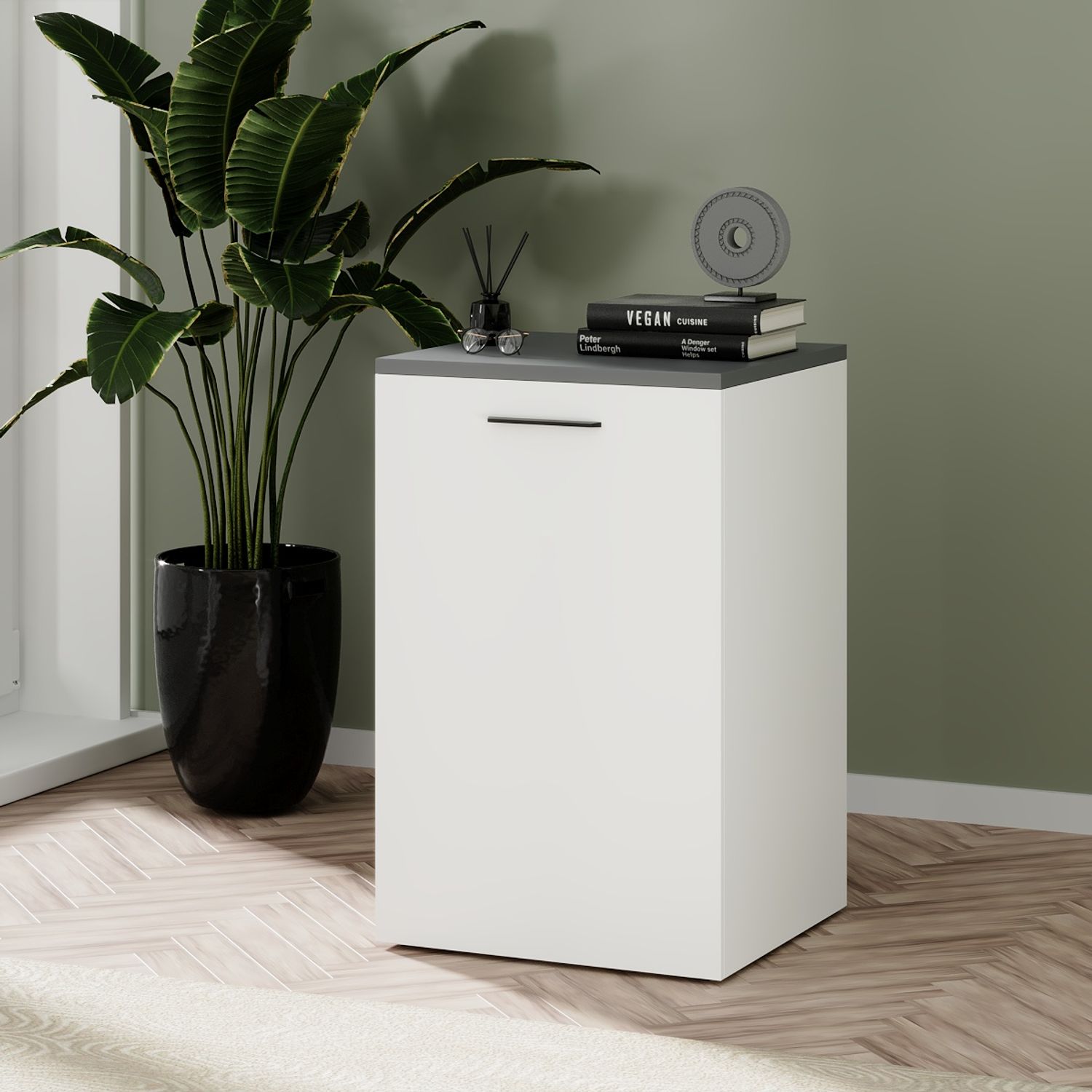 Купить стол тумба трансформер Dolli 45(141)x76x50 см – Белый бриллиант / Графит по 3360 грн Стол тумба трансформер Dolli 45(141)x76x50 см – Белый бриллиант / Графит