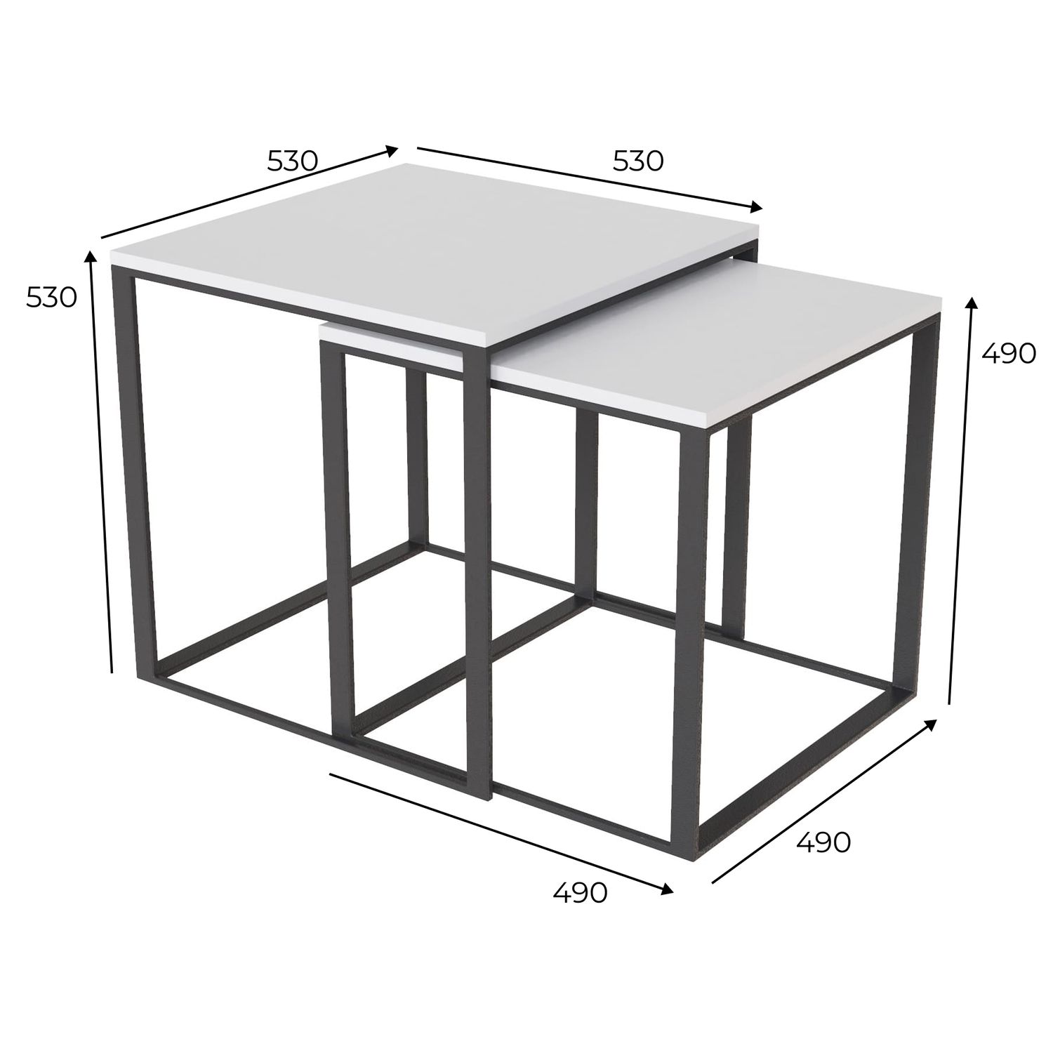 Журнальний стіл лофт (набір 2 в 1) “Ascet” - габарити Журнальний стіл лофт (набір 2 в 1) “Ascet” - габарити