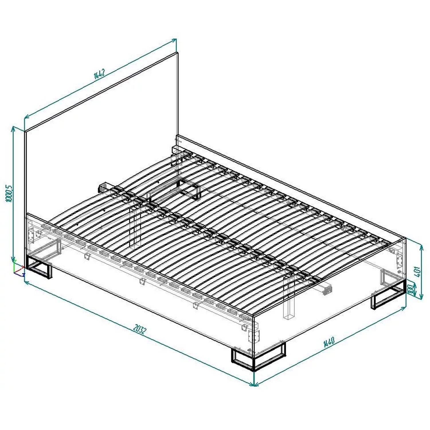 “Ascet” double bed frame 140×200 - measurements “Ascet” double bed frame 140×200 - measurements