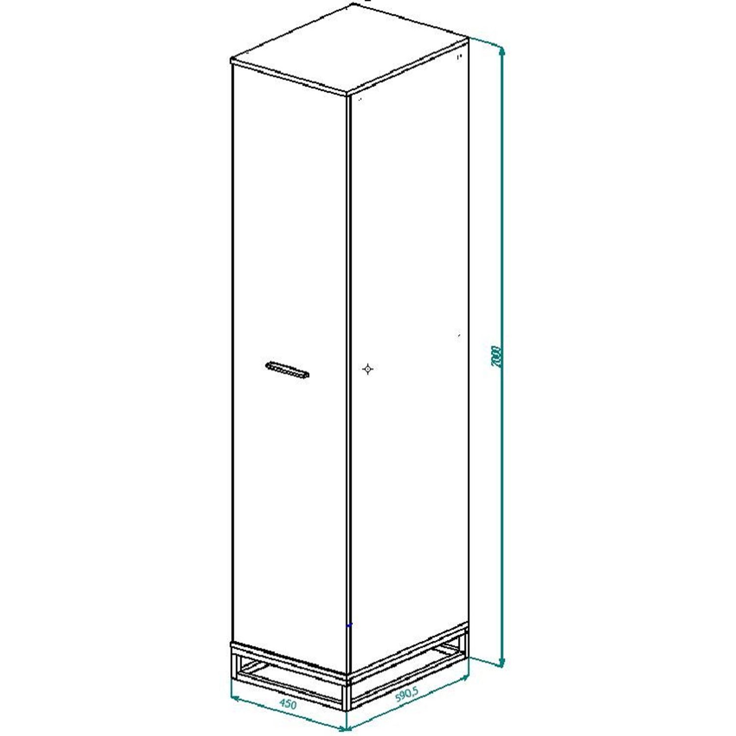 Пенал шкаф с полками для одежды “Asсet” - габариты Пенал шкаф с полками для одежды “Asсet” - габариты
