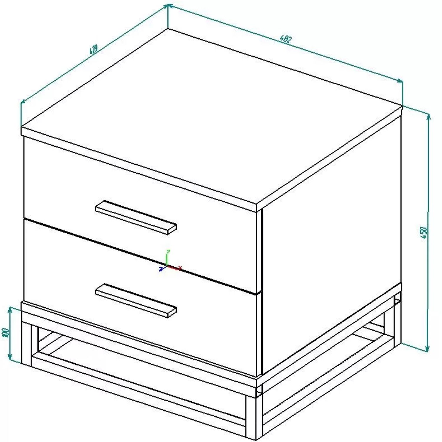 “Ascet” loft nightstand - measurements “Ascet” loft nightstand - measurements