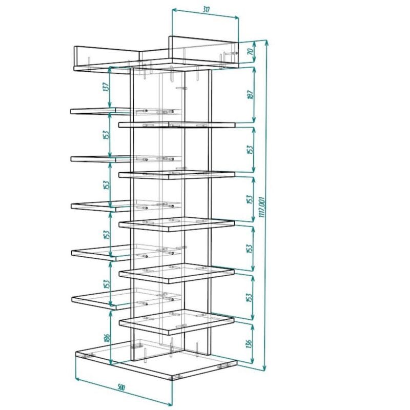 Полиця для взуття Light 50×111.7×31.7 см - габарити