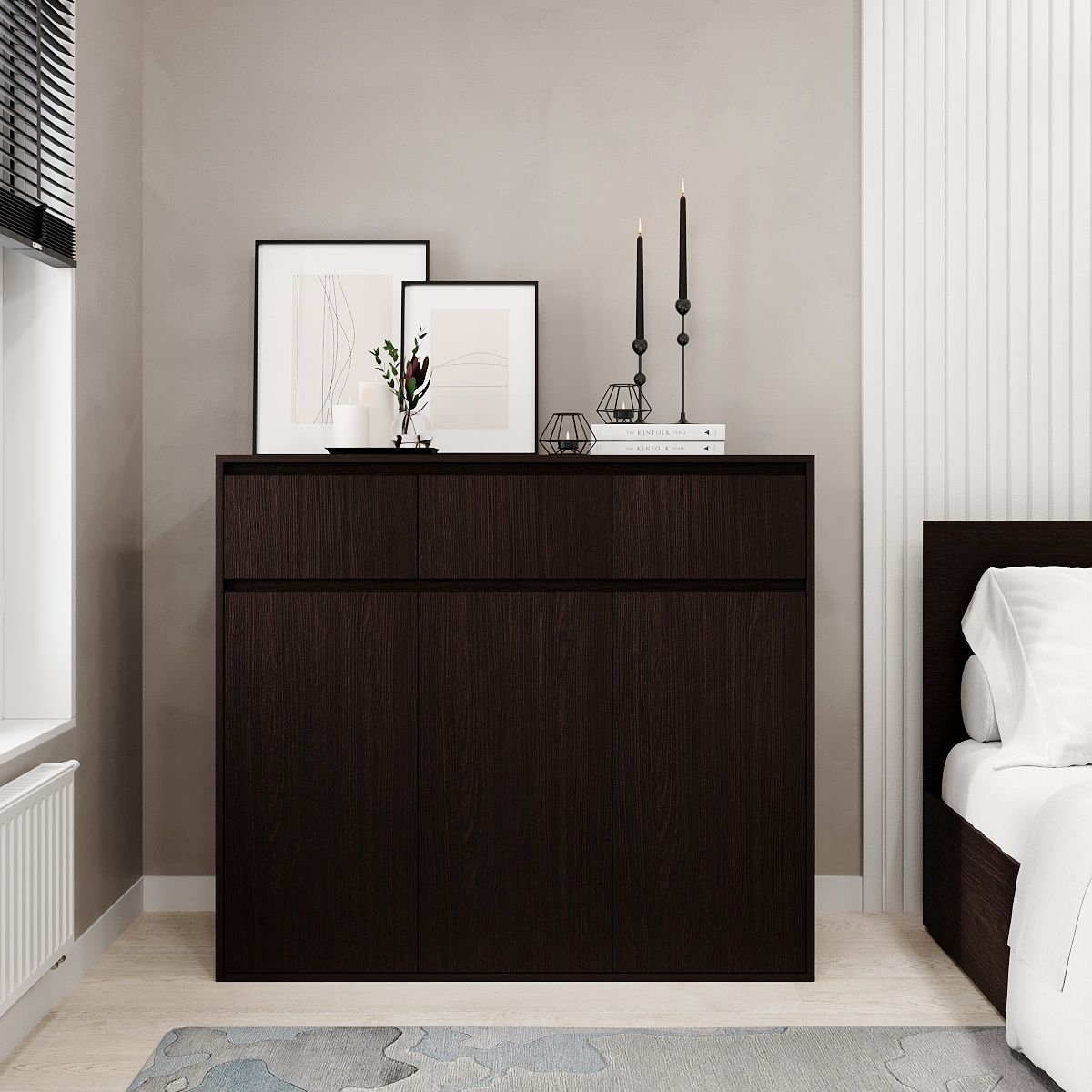 Light 3x3 6 drawer dresser 120x104x42 cm – Wenge