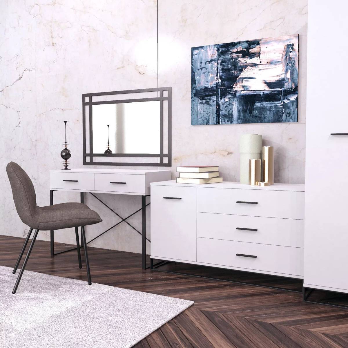 Ascet Rectangular Black Metal Mirror 100*70 cm – Black