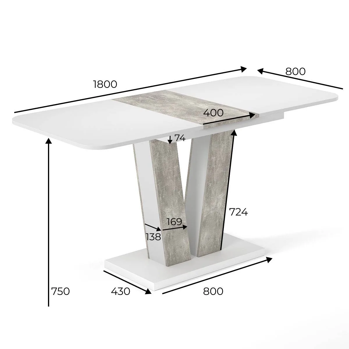 Vendi extending kitchen table - measurements