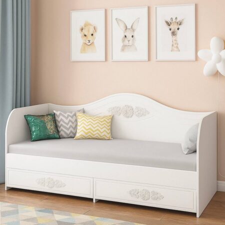 Angelica single ottoman bed with 2 drawers White Supermate / Nymphaea Alba - image 2
