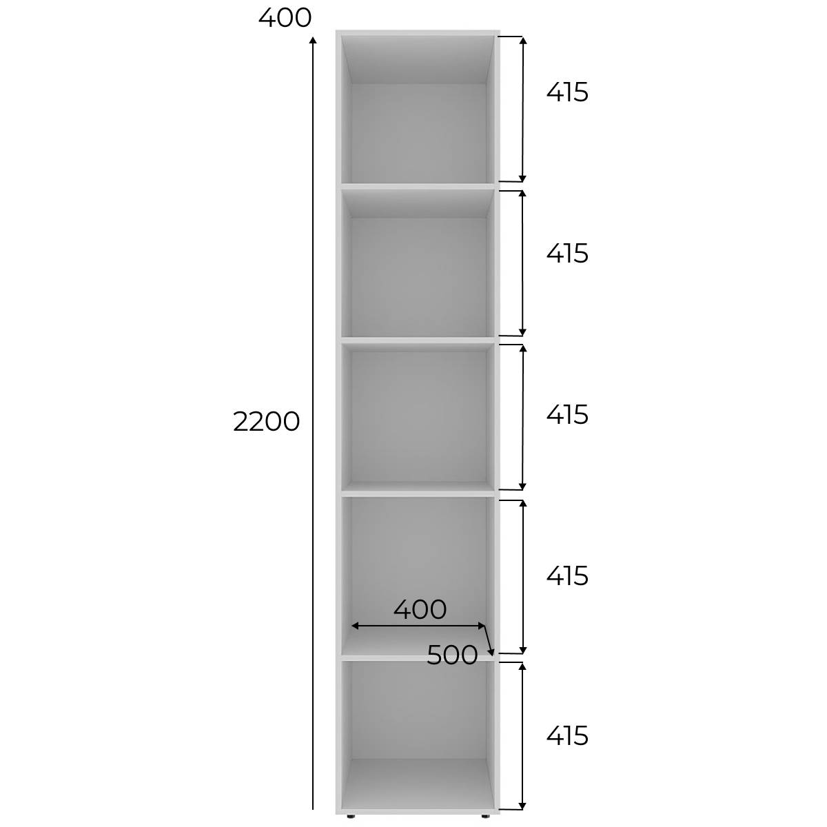 Light narrow wardrobe 40x220x50 cm - measurements