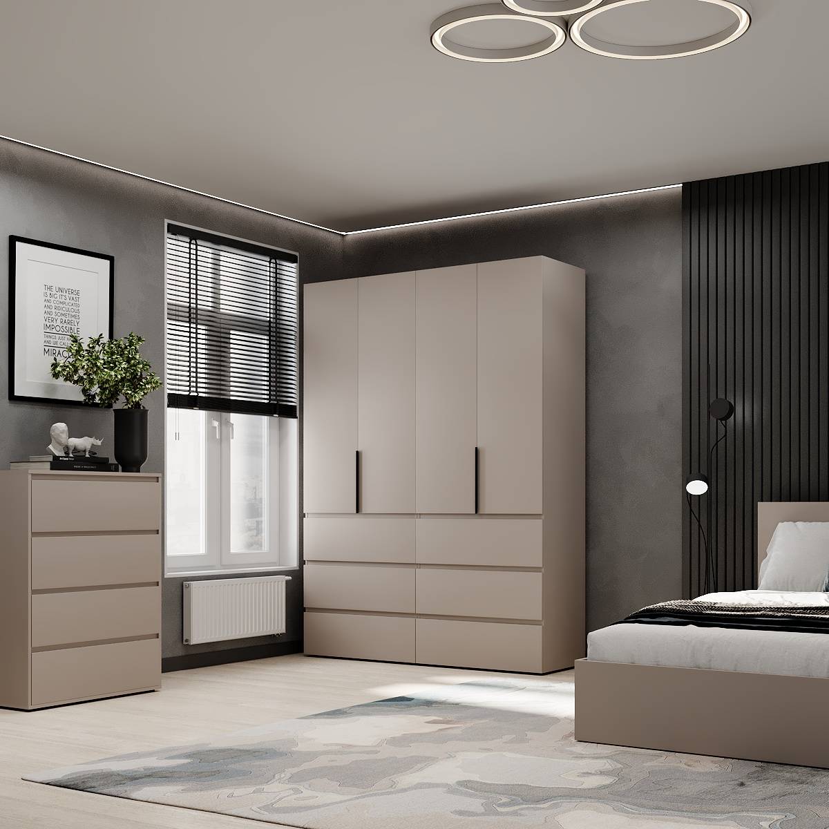 Hinged combined wardrobe №10 Light 160x220x50 cm – Cashmere