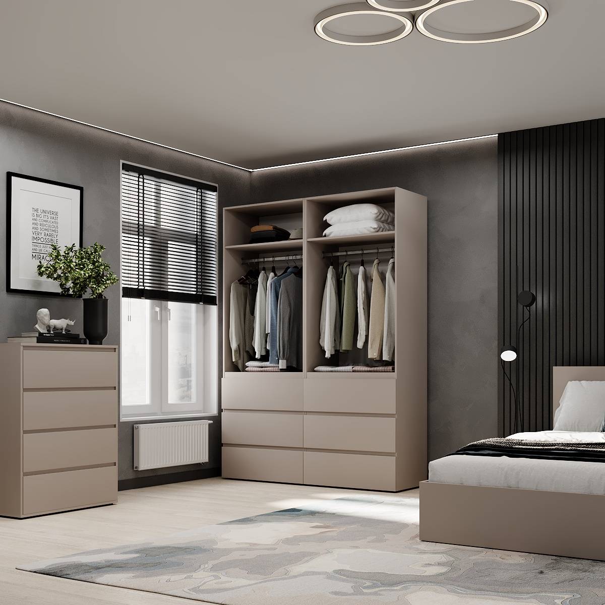 Hinged combined wardrobe №10 Light 160x220x50 cm – Cashmere