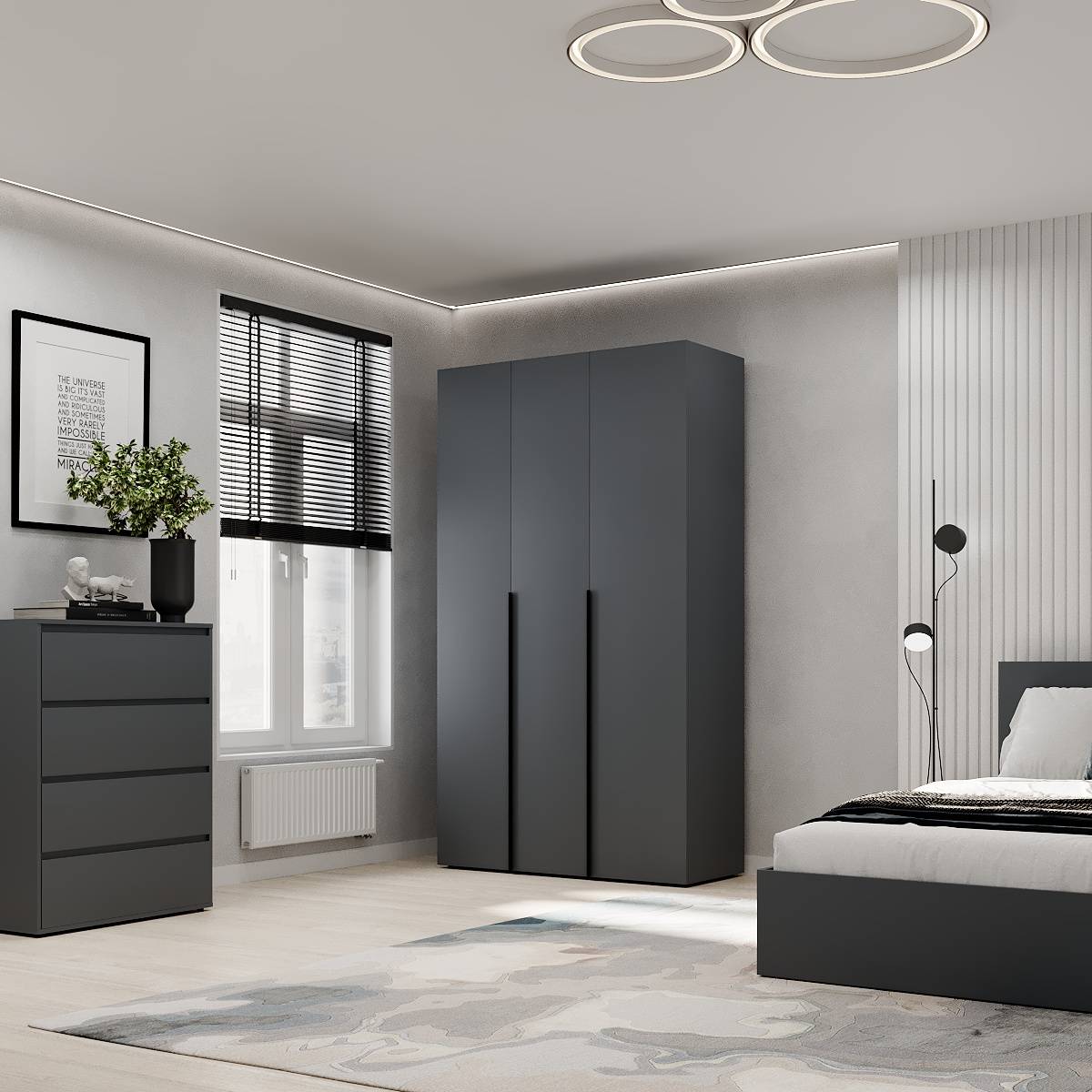 Hinged combined wardrobe №12 Light 120x220x50 cm – Graphite