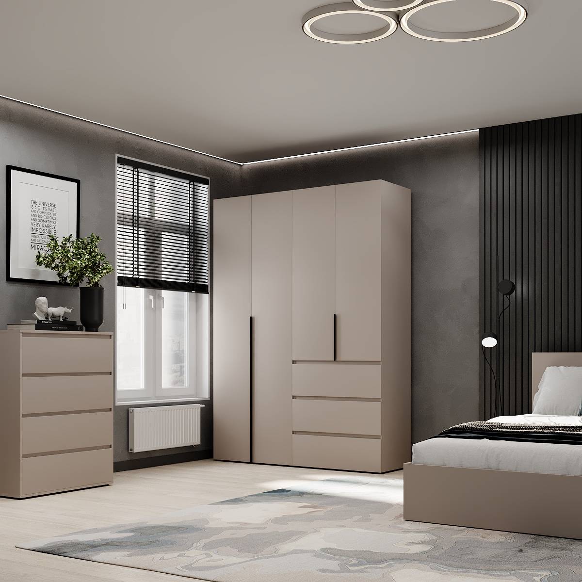 Hinged combined wardrobe №5 Light 160x220x50 cm – Cashmere