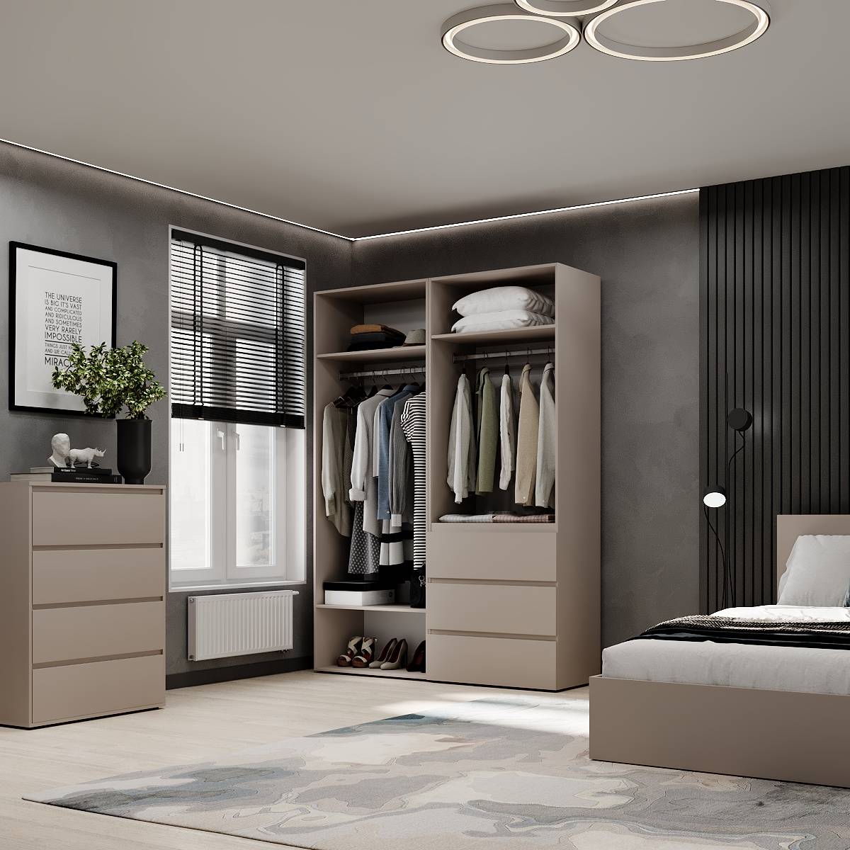 Hinged combined wardrobe №5 Light 160x220x50 cm – Cashmere