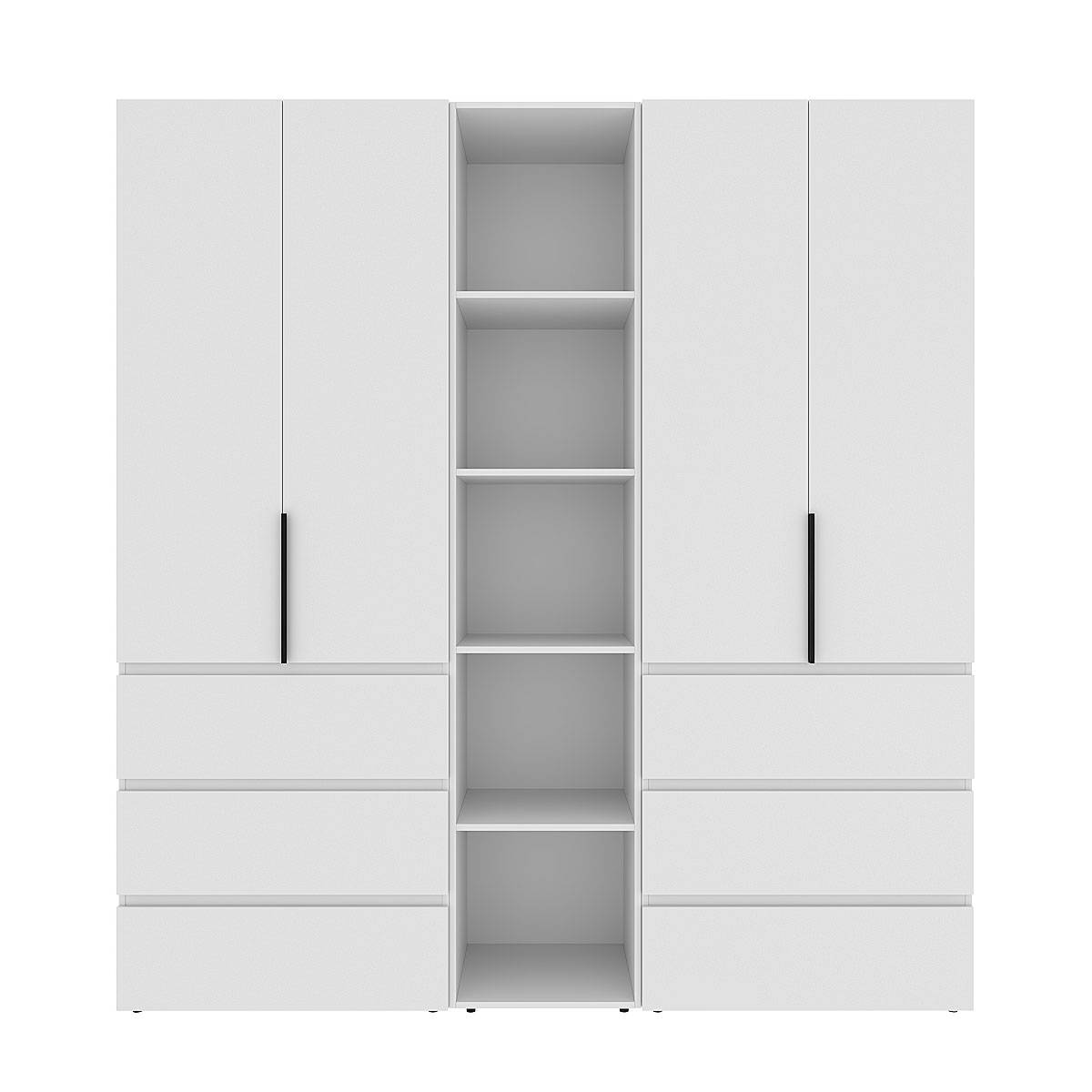 Hinged combined wardrobe №6 Light 200x220x50 cm – White Diamond
