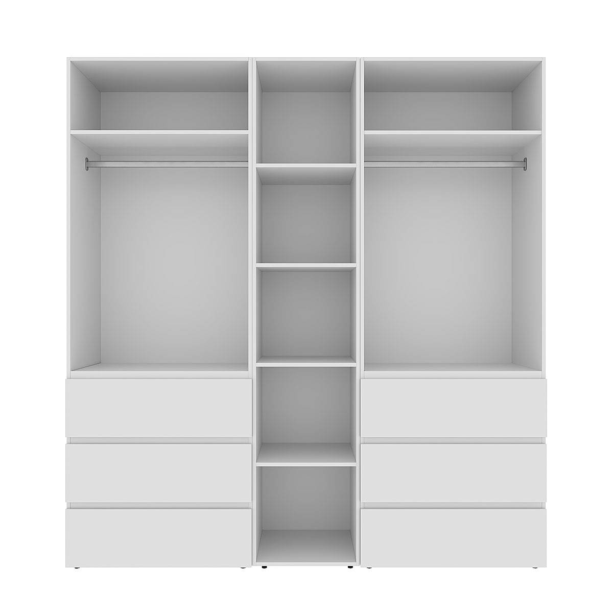 Hinged combined wardrobe №6 Light 200x220x50 cm – White Diamond