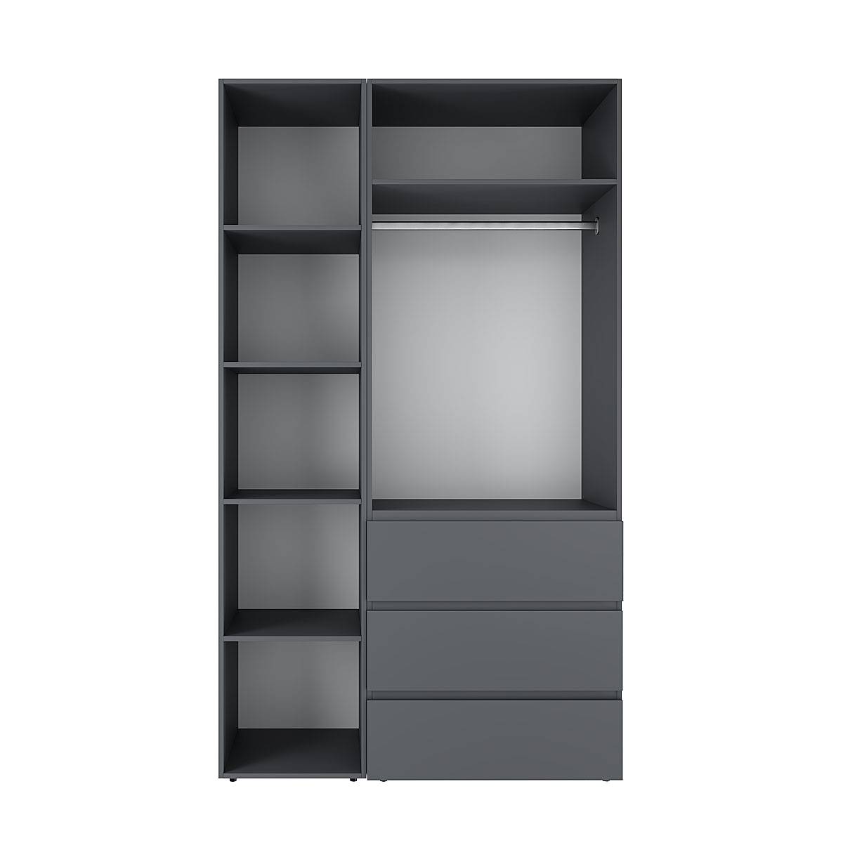 Hinged combined wardrobe №7 Light 120x220x50 cm – Graphite