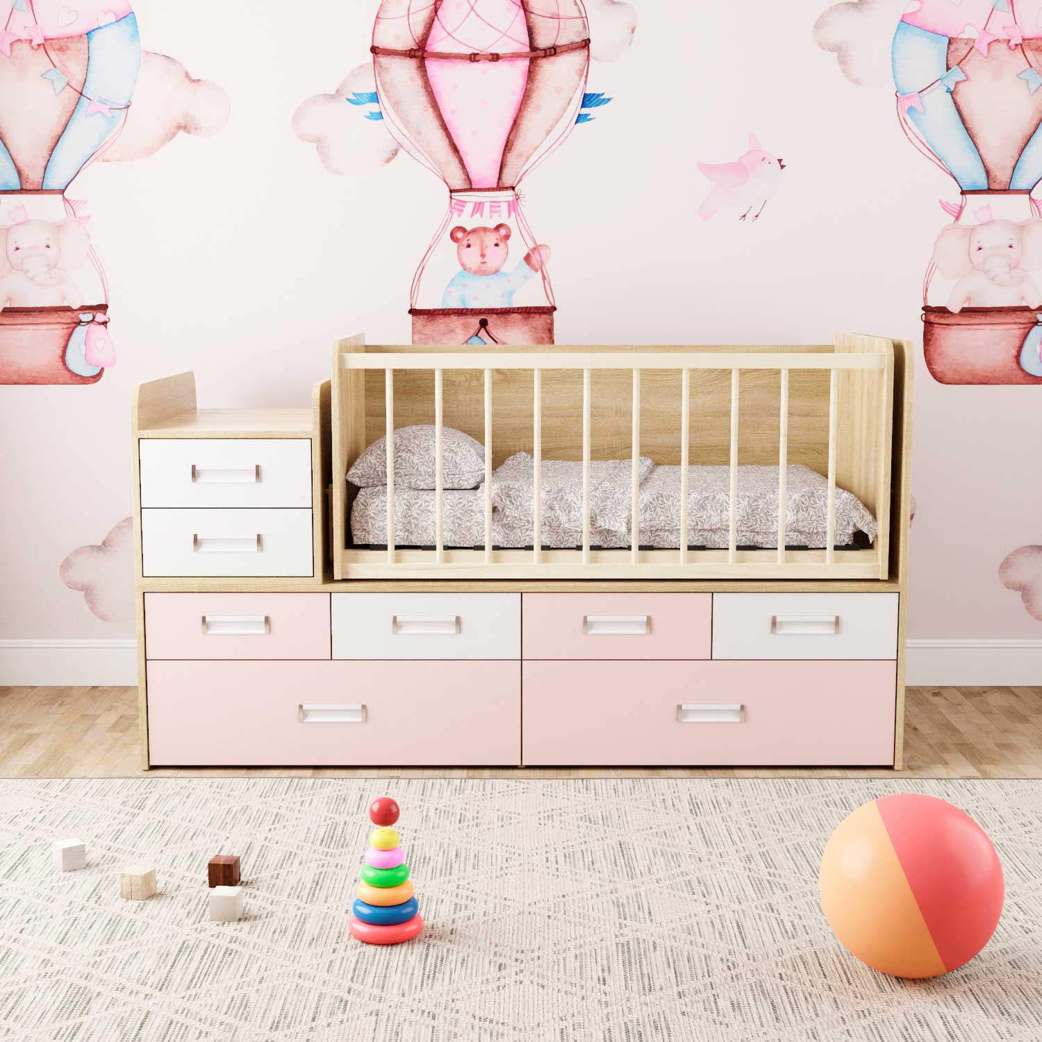 Купить детская кроватка Binky ДС4114 (3 в 1) 173.2x95x73.2 см – Дуб Шамони светлый / Сакура / Аляска по 7782 грн Детская кроватка Binky ДС4114 (3 в 1) 173.2x95x73.2 см – Дуб Шамони светлый / Сакура / Аляска