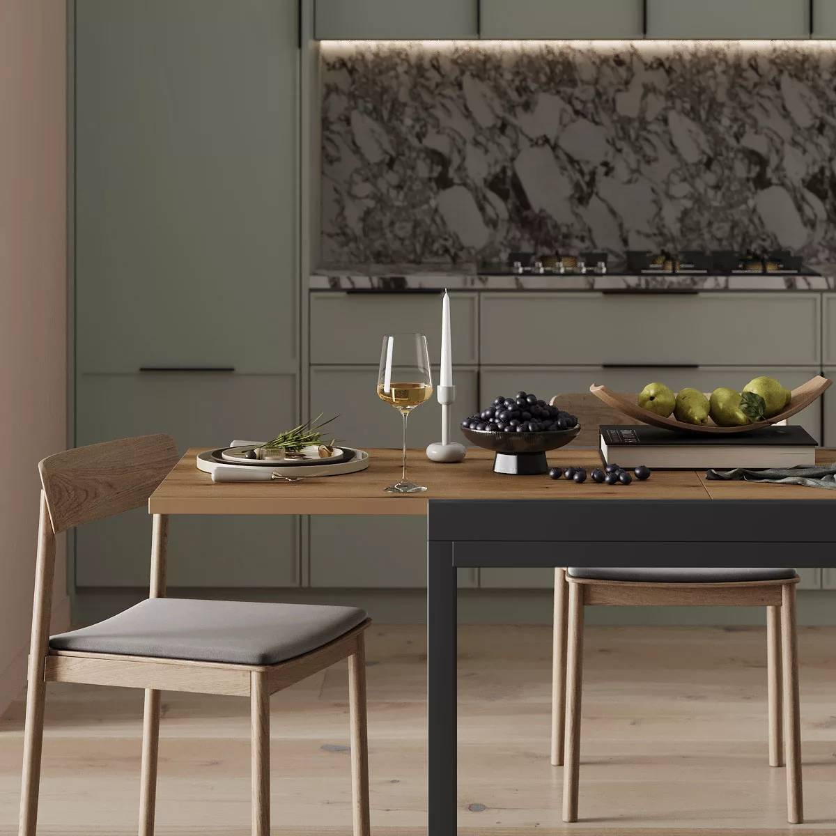 Armstrong small expandable dining table 89(178)x76x68 cm – Evoke Oak / Graphite