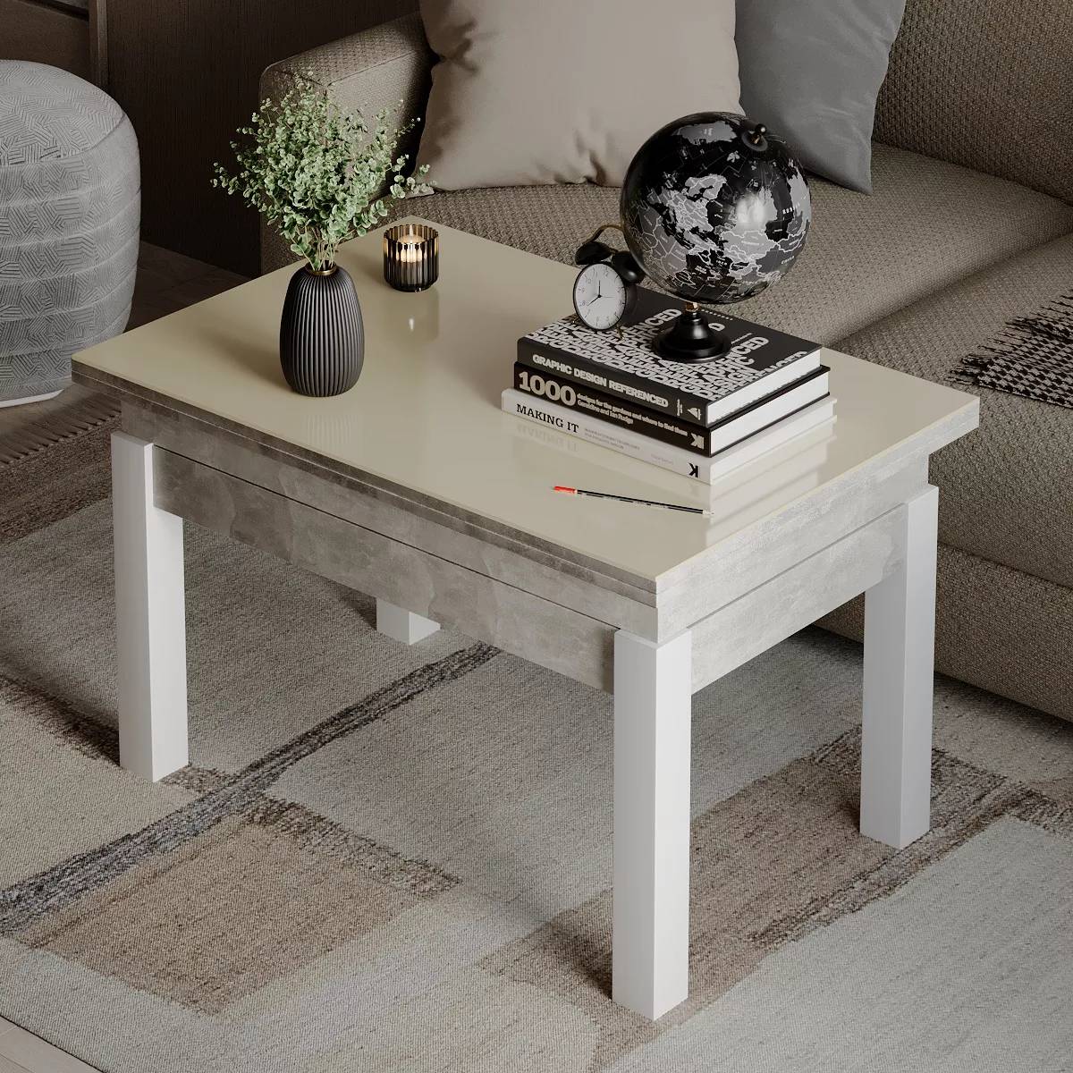 Buy b-Fly Glass folding coffee table 120x75x90 cm – Light Atelier / White / White Pearl for 4860 UAH B-Fly Glass folding coffee table 120x75x90 cm – Light Atelier / White / White Pearl