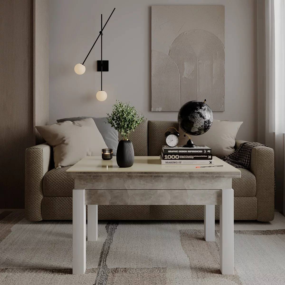 Buy b-Fly Glass folding coffee table 120x75x90 cm – Light Atelier / White / White Pearl for 4860 UAH B-Fly Glass folding coffee table 120x75x90 cm – Light Atelier / White / White Pearl