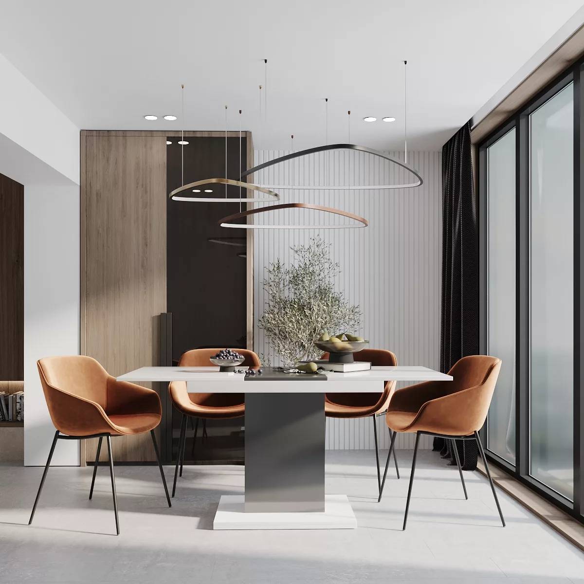 Boston M extendable dining room table 120(160)x75x69 cm – White Diamond / Graphite