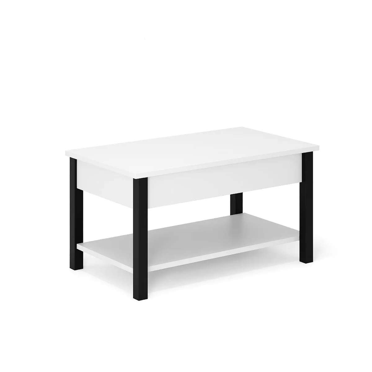 Desk 2.0 lift top coffee table with storage 94x45(68)x54 cm – White Diamond