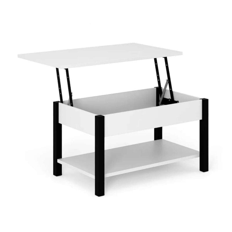 Desk 2.0 Lift Top Coffee Table with Storage 94x45(68)x54 cm – White Diamond