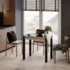 Dinner Glass folding dining table 90(120)x75x60(90) cm – Hickory Rockford Light / Wenge / Graphite