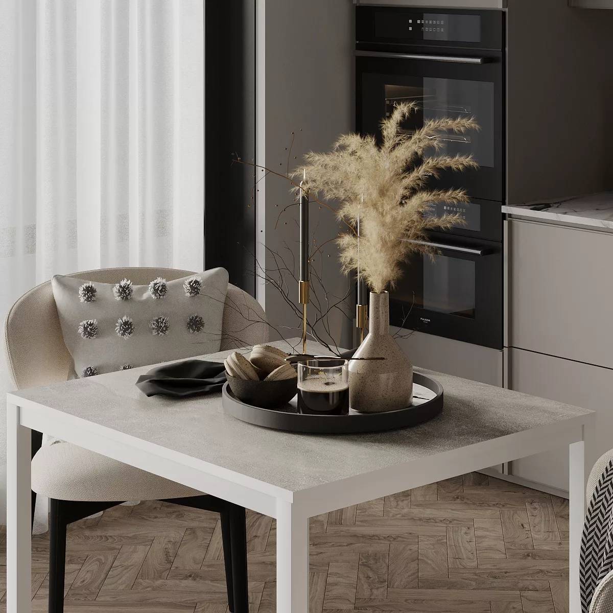 Обеденный столик на двоих Brevity Loft mini 67x75x67 см – Ателье светлый / Белый бриллиант