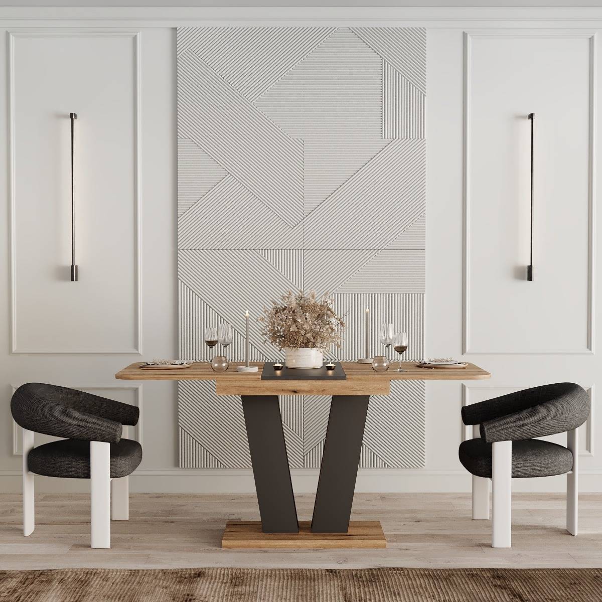 Купити обідній стіл трансформер Vendi 140(180)x75x80 см – Дуб Евок / Графіт за 5586 грн Обідній стіл трансформер Vendi 140(180)x75x80 см – Дуб Евок / Графіт