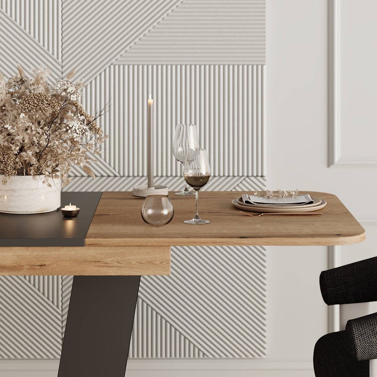 Купити обідній стіл трансформер Vendi 140(180)x75x80 см – Дуб Евок / Графіт за 5586 грн Обідній стіл трансформер Vendi 140(180)x75x80 см – Дуб Евок / Графіт