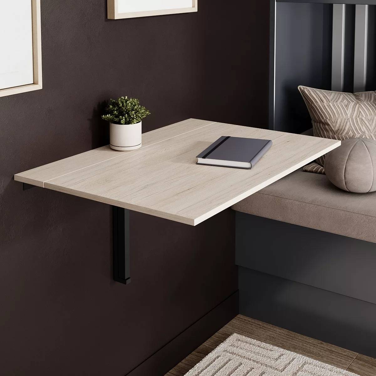 Купить откидной настенный стол Mini 90x12(50) см – Гикори Рокфорд светлый по 1680 грн Откидной настенный стол Mini 90x12(50) см – Гикори Рокфорд светлый