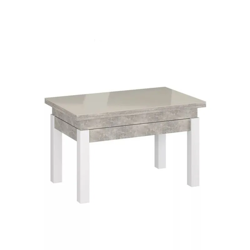 Раскладной журнальный столик B-Fly Glass 120x75x90 см – Ателье светлый / Белый / Жемчужина белая