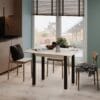 Dinner Glass folding dining table 90(120)x75x60(90) cm – Hickory Rockford Light / Wenge / White