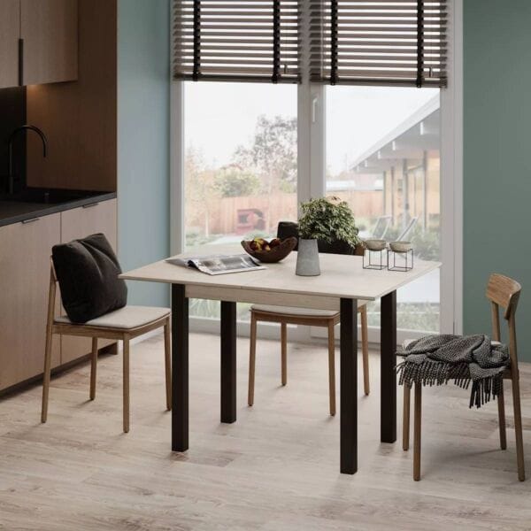 Dinner Glass folding dining table 90(120)x75x60(90) cm – Hickory Rockford Light / Wenge / White